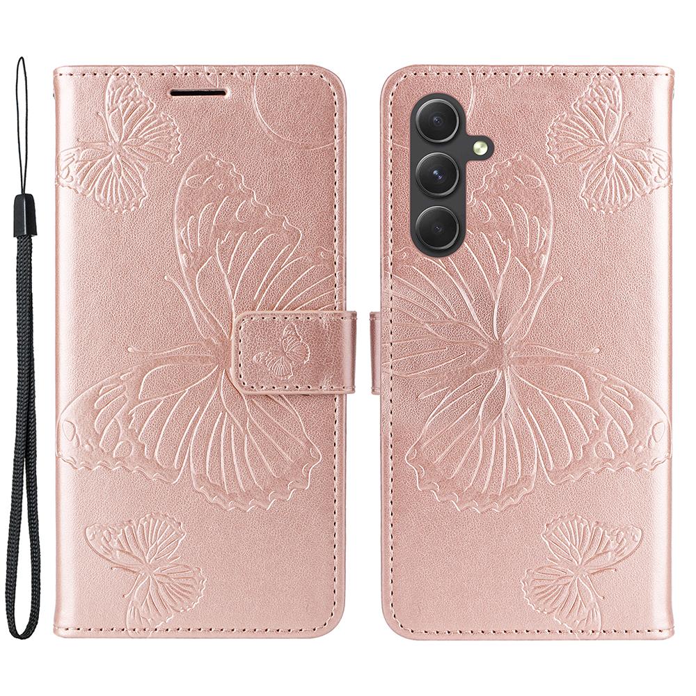 For Samsung Galaxy A55 5G Wallet Case Floral Butterfly Imprinted Leather Phone Cover Stand