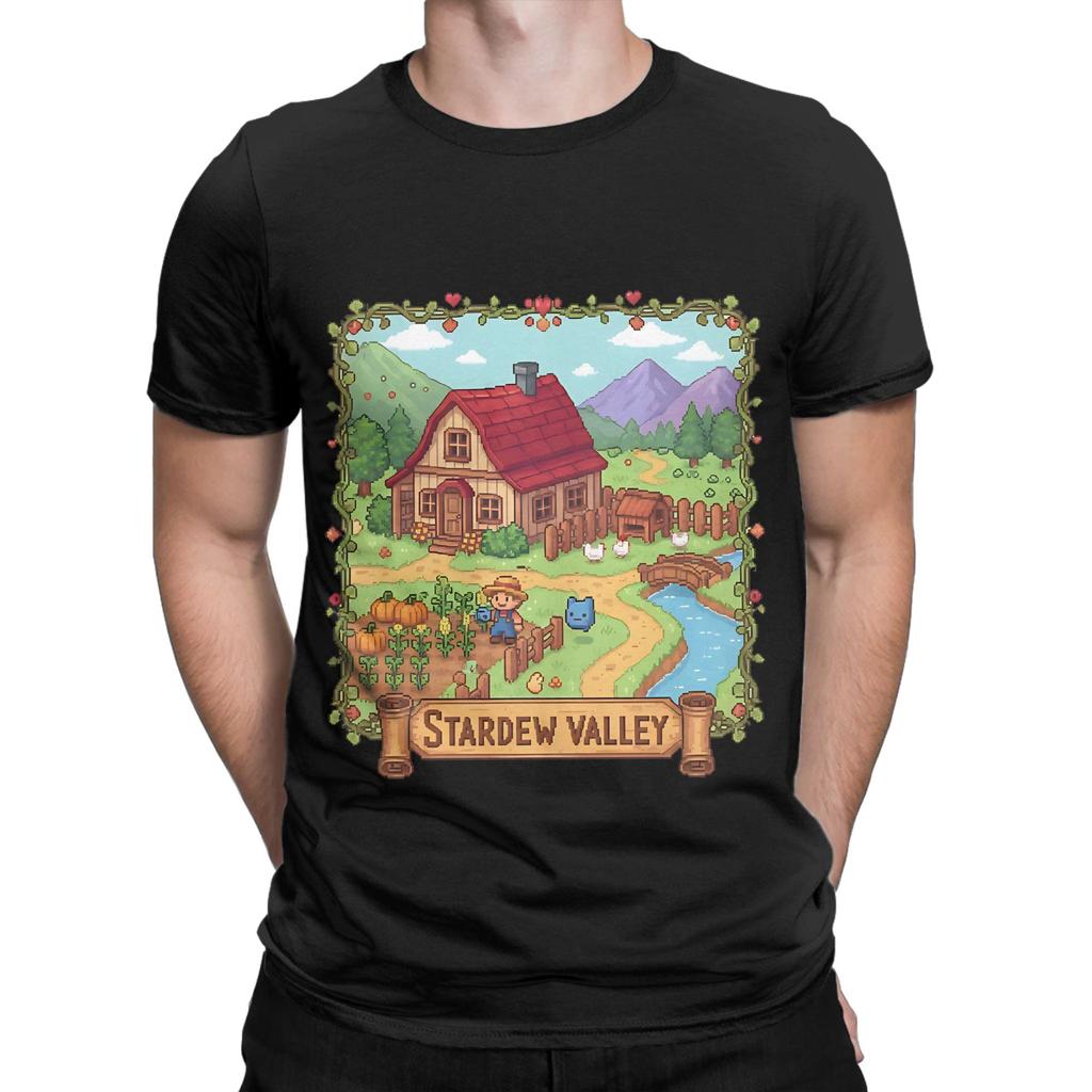 Stardew Valley Classic Pixel Art Graphic 100% Cotton T-Shirt Stardew Valley Tops Tees For Men