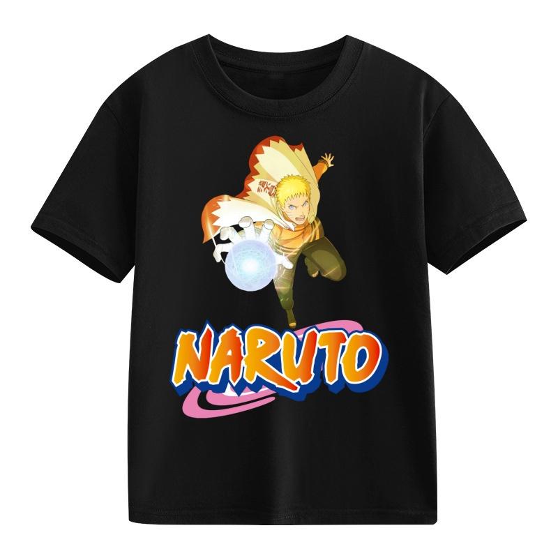 Maglietta Naruto Bambini Uzumaki Uchiha Sasuke Hatake Kakashi Stampa Personaggio Anime Cotone Manica Corta Ragazzi Ragazze Top Rotondi Larghi