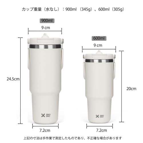 KONARO Tumbler, 600ml/900ml, Large Capacity, with Straw, Lid, Vacuum Insulated, Keeps Hot or Cold, Stainless Steel Bottle, Wide Mouth, Direct Drinking