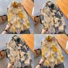 Korean Style Floral Cotton Linen Scarf, Versatile Long Thin Shawl for Women