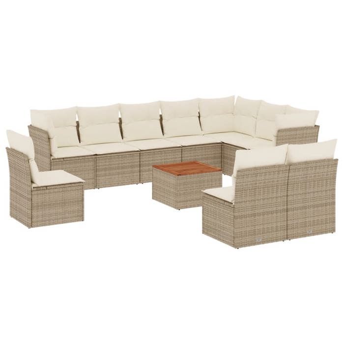 VidaXL Salon de jardin 11 pcs avec coussins beige résine tressée 3223699