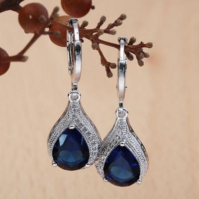 Gioielli di moda Sterling Sapphire Cristallo Zircone Orecchini Orecchini a bottone per le donne