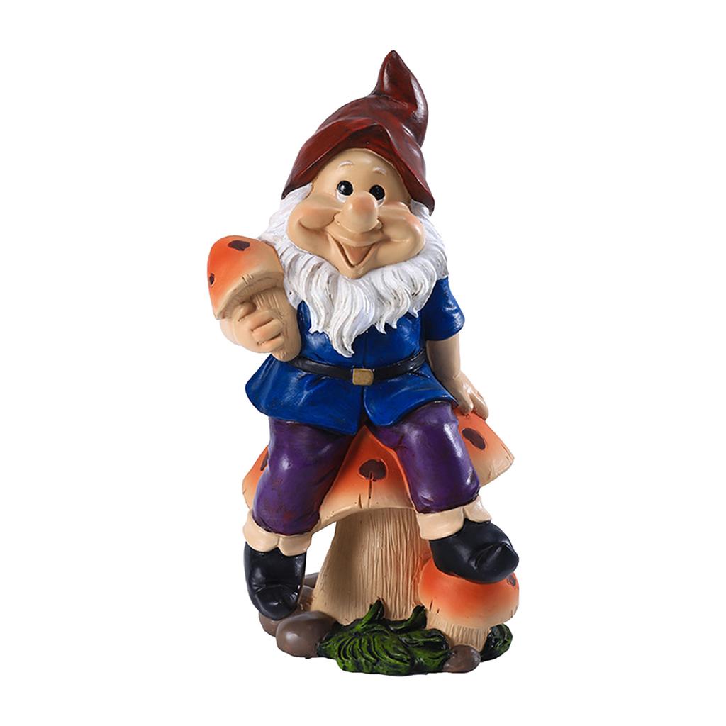Garden Gnome Mushroom Statue Resin Ornament Outdoor Decor Birthday Gift Home Decoration