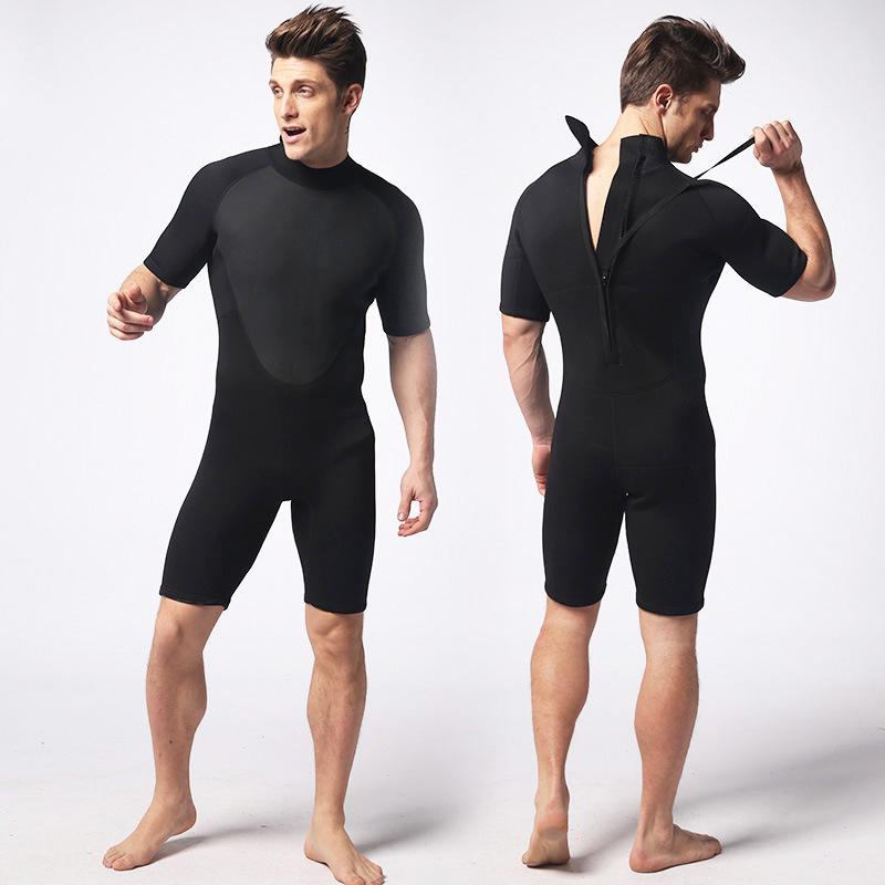 3MM Men's Short-Sleeve Shorty Wetsuit for Diving, Surfing, and Swimming