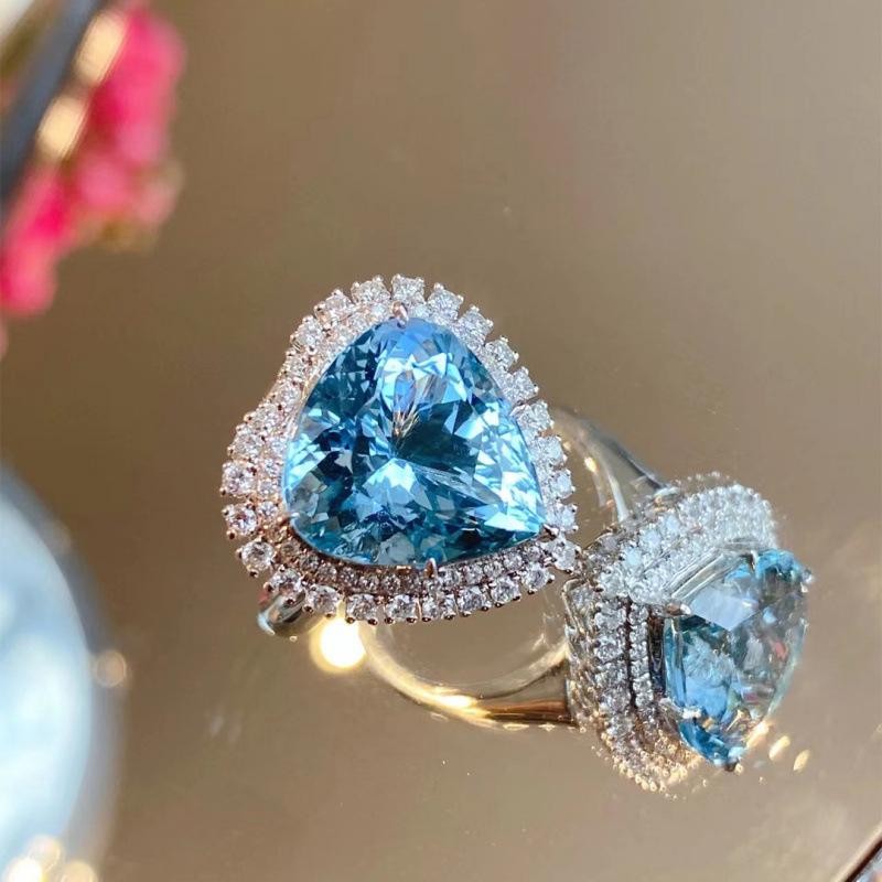 Stylish Blue Sapphire Heart Ring: Women s Versatile Luxury Openable Jewelry Adjustable Open