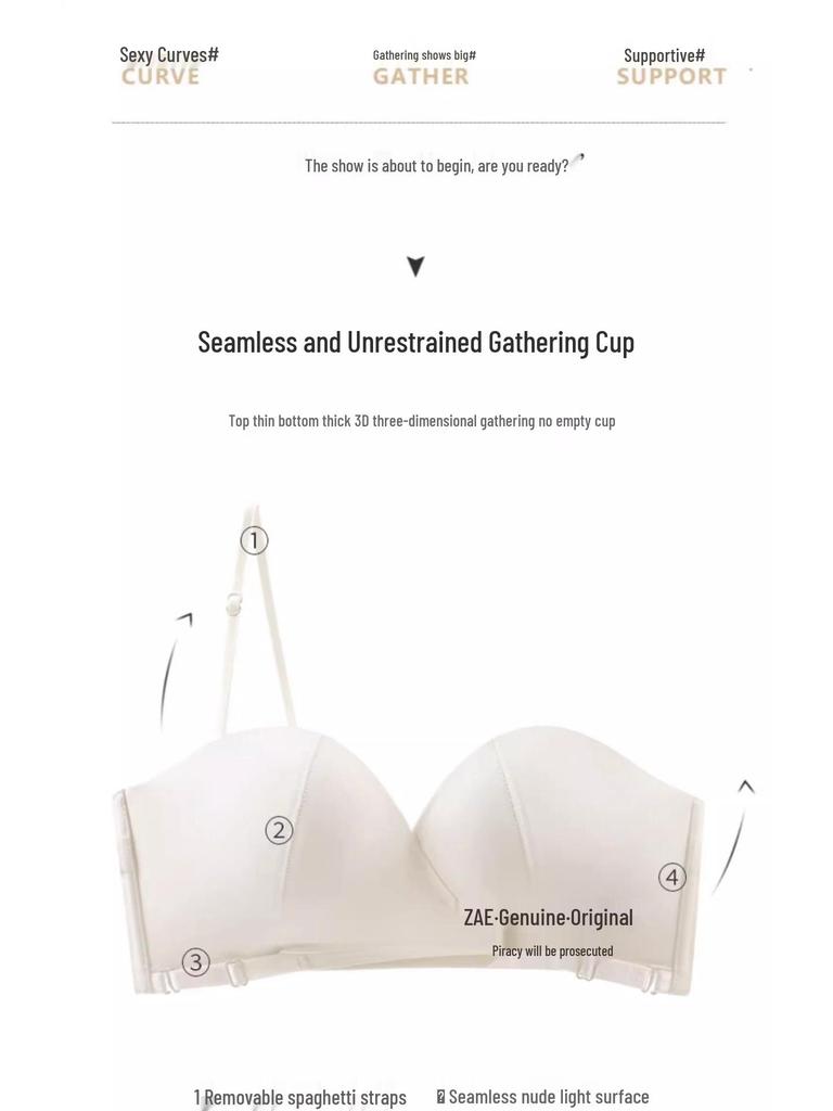 Women's Invisible Strapless Stick-On Bra: Non-Slip, Chest-Enhancing, Beautiful Back, Wedding Dress Special