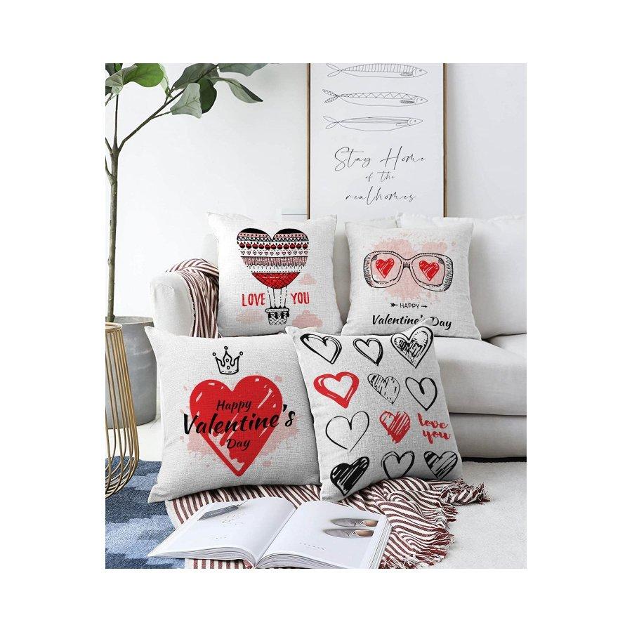 4-teiliges doppelseitig bedrucktes Kissenbezug-Set „Valentine's Day Concept“.