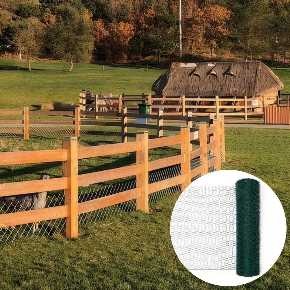 Chicken Wire 39.37x1200in Hexagonal Mesh Poultry Wire Netting PVC-Coated Chicken Coop Rabbit Wire Anti-Rust Metal Garden Netting