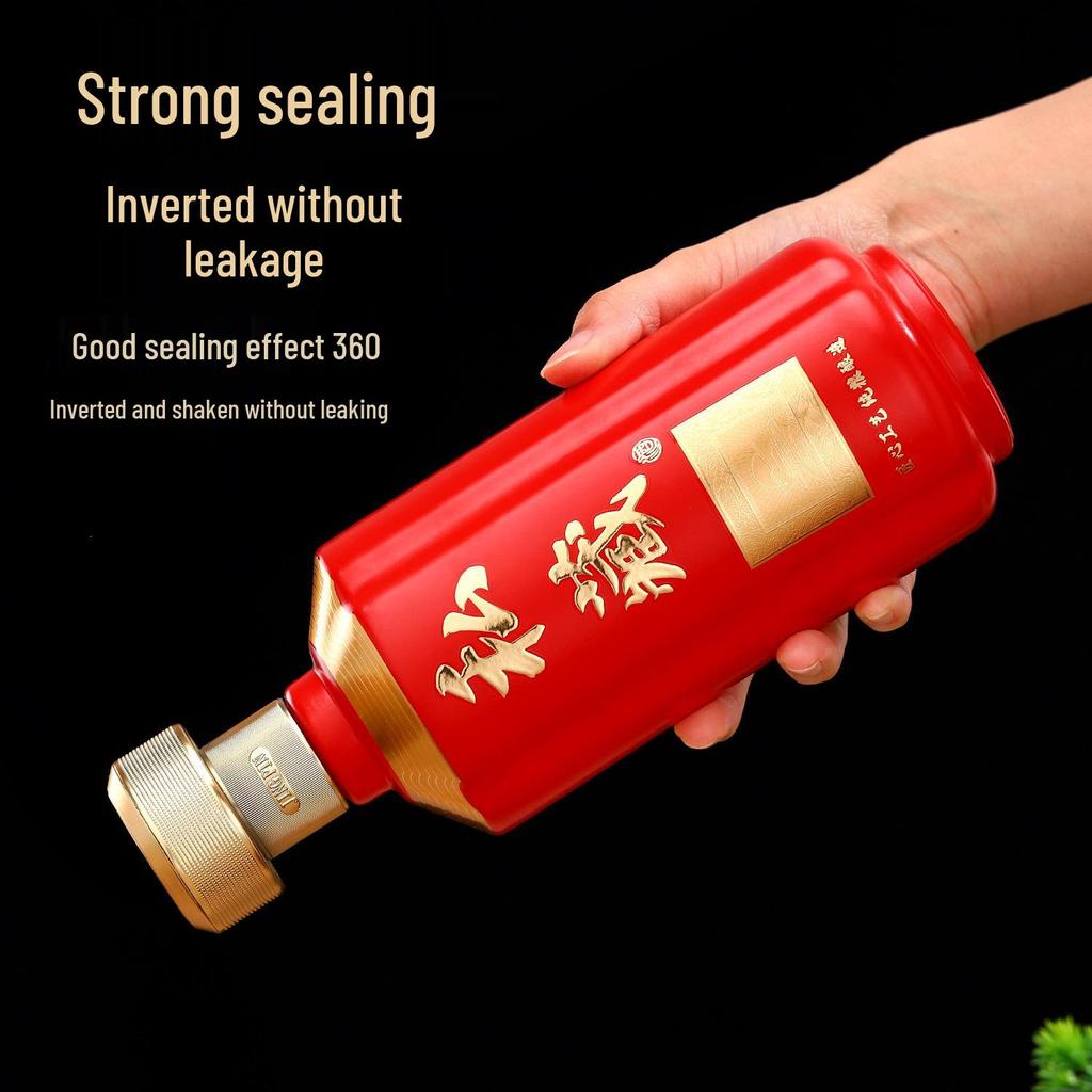 Baijiu Empty Glass Wine Bottle - Sealed, One Jin, Home-Brewed, Private Collection, Full Set Packaging