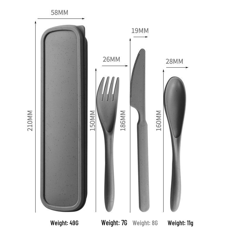 Wheat Straw Travel Cutlery Set: Knife, Fork, Spoon with Storage Box