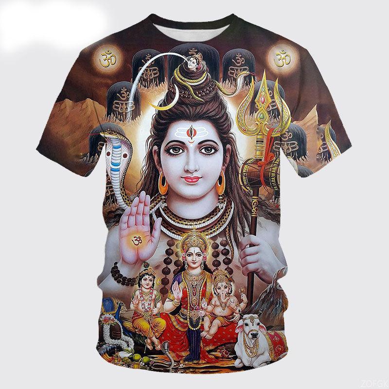Summer Fashion Indian Deities Graphic T Shirts New Men Casual Oversized