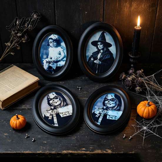 Retro Halloween Party Supplies Celebrity Landscape Oval Wall Sign, Vintage Gothic Print Hanging Plaque, Unique Gifts Wooden Frame Art Decor