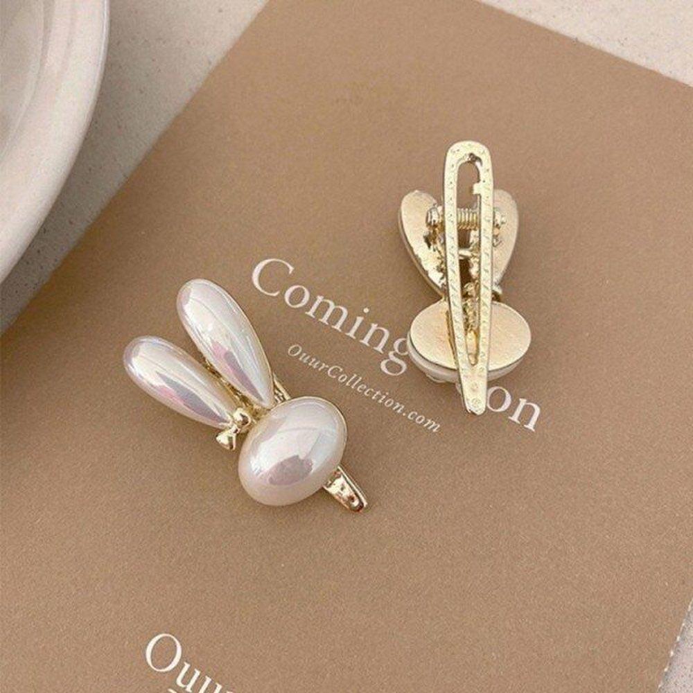 

Mno Pearl Rabbit Mini Pin Hair Accessory Hairpin Women Pearl White