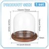 BENECREAT 14x13cm Transparent Eternal Flower Glass Cover Cloche Dome Micro Landscape with Wood-Colored Base for DIY Flower Crafts