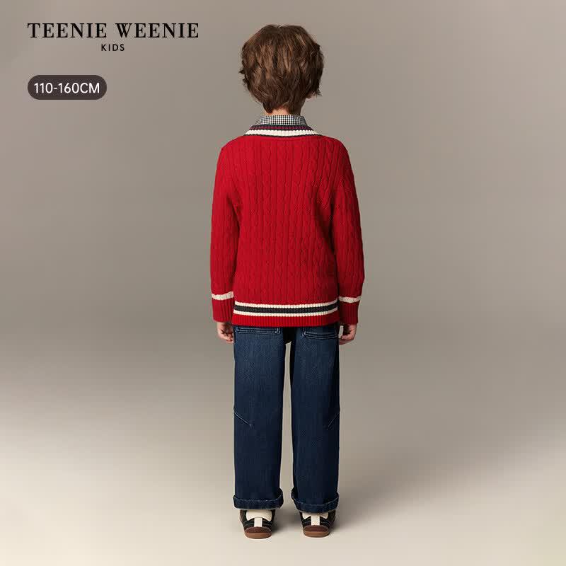 Teenie Weenie Kids Boys' Cable Knit V-Neck Cardigan
