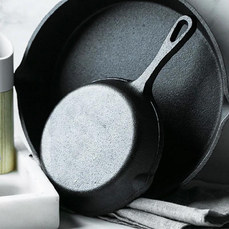 Cast Iron Frying Pan 14/16/20cm Non-stick Fried Steak Pot Egg Pancake Skillet for Gas Induction Cooker Universal Cookware
