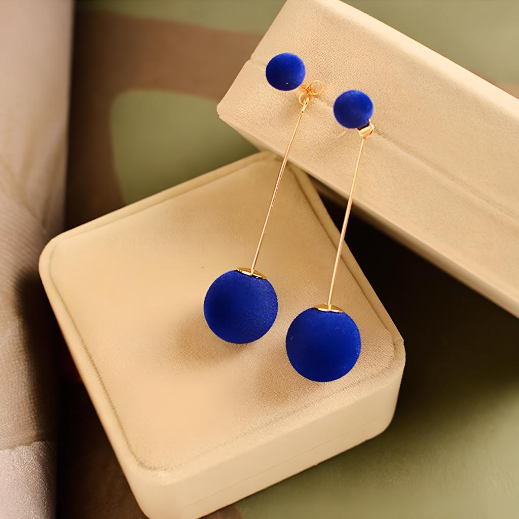 Earrings 1 Pair Women Temperament Diver Ball Double-sided Long Drop Earrings KTJ