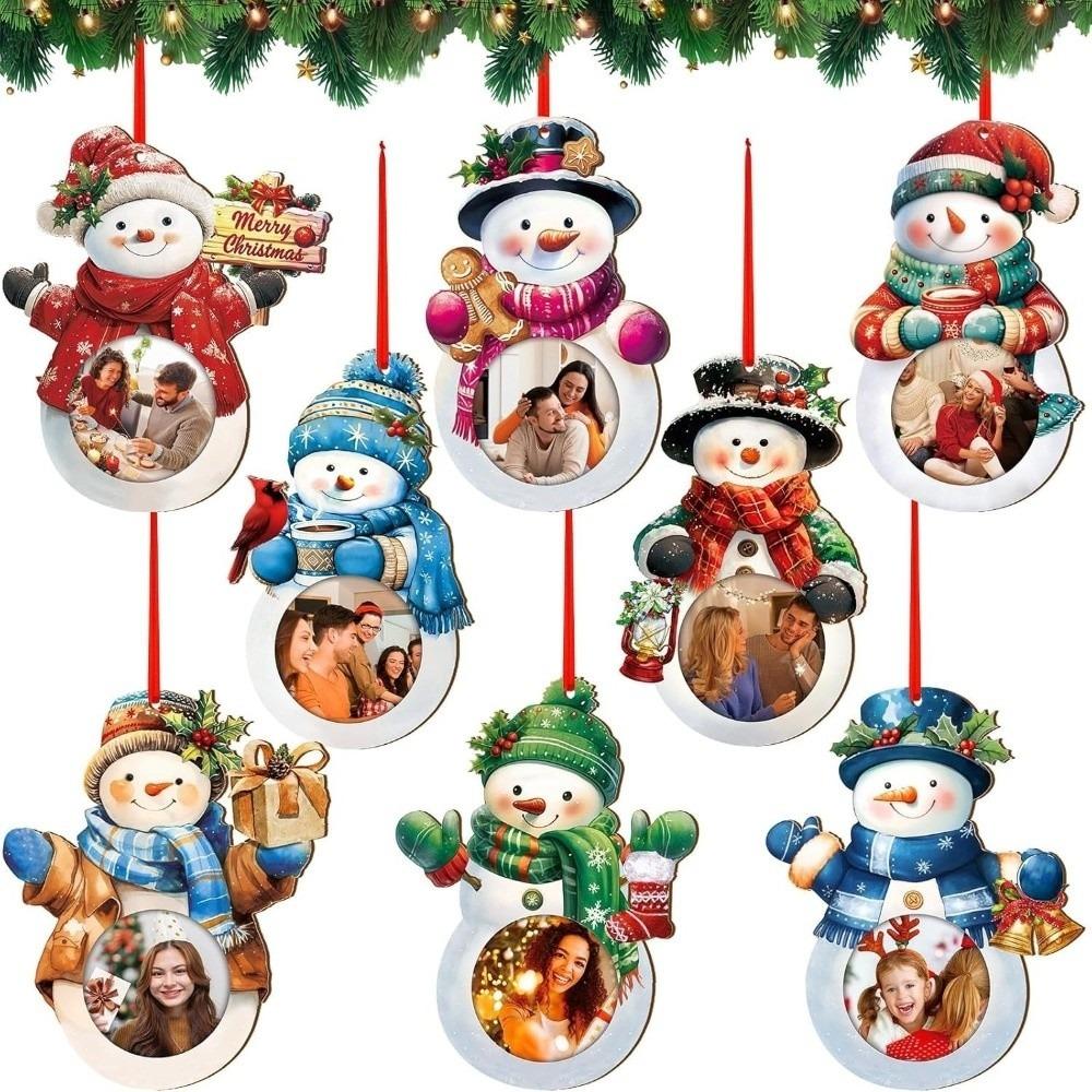 8/10Pcs DIY Christmas Tree Pendant Wooden Holiday Decorations Home Decor
