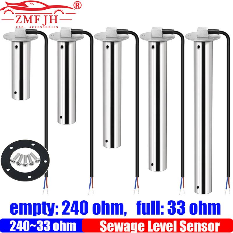 ZMFJH 240-33ohm Waste Level Sensor 100-550mm Stainless Steel Sewage Level Sensor for Boat Car Tank Liquid Water Level Sensor