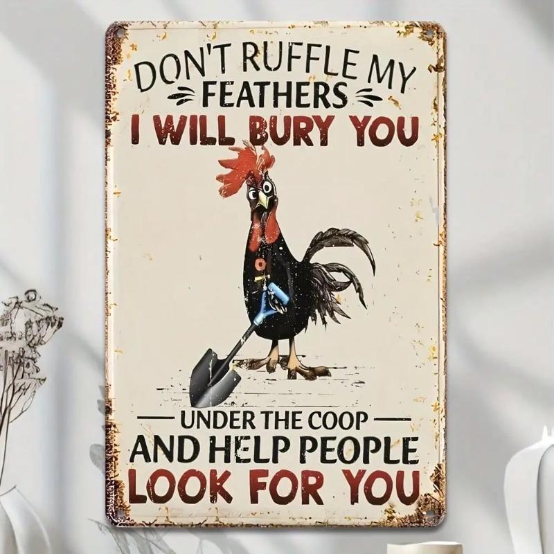 Sassy Metal Chicken Art Vintage Humor Plaque Home Decor
