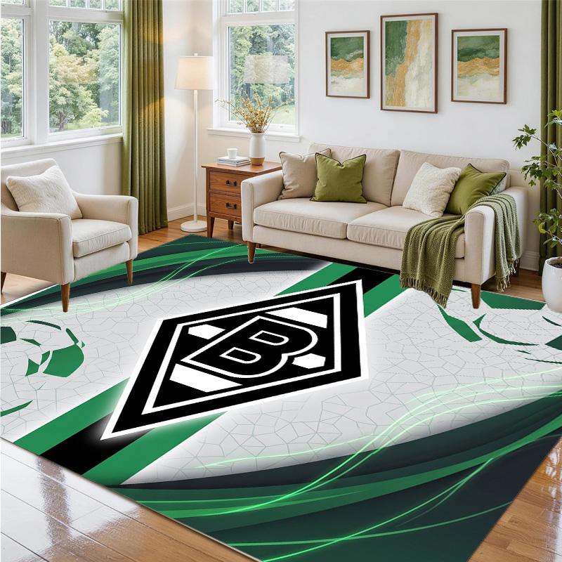 Borussia Mönchengladbach Design Crystal Velvet Rug Soft Decorative Mat for Bedroom Entrance