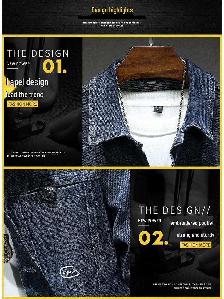 Men's High-Quality Stretch Blue Denim Jacket