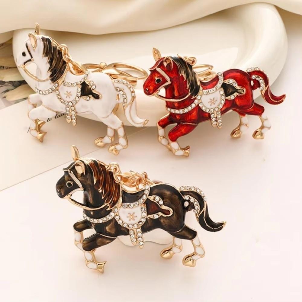 Colorful Zodiac Horse Keychain Sparkling Backpack Pendant Jewelry Car Key Chain  Lover Friend