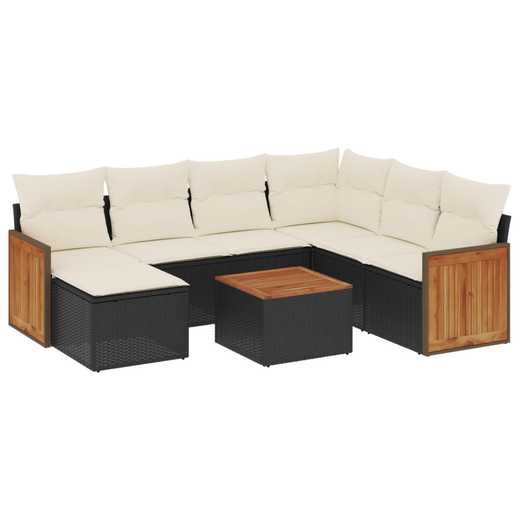 Vidaxl 8-Cz. Garden Lounge Set, With Cushions, Black