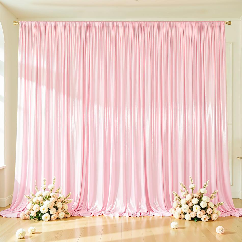1 Stück Gold Satin Hintergrundvorhang Faltenfrei Glitzernde Vorhänge für Hintergründe, Kulisse für Hochzeit Baby Geburtstage Party