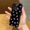 INS Korean Full screen Small Bow Black Phone Case for iPhone 17 16 15 14 13 12 11 Pro Max X Plus Air Glossy Film Hard PC Cover