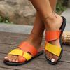 Fashion Women's Flat Non-Slip PU Waterproof Shoes 2024 Summer New Outdoor Casual Color Block Open Toe Beach Skirt Women's Slippers