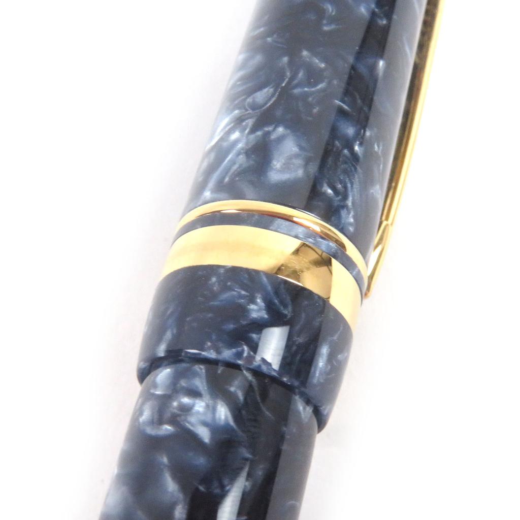 Very Good PARKER Fountain Pen Duofield International Cap Type Blue Marble 18K Used