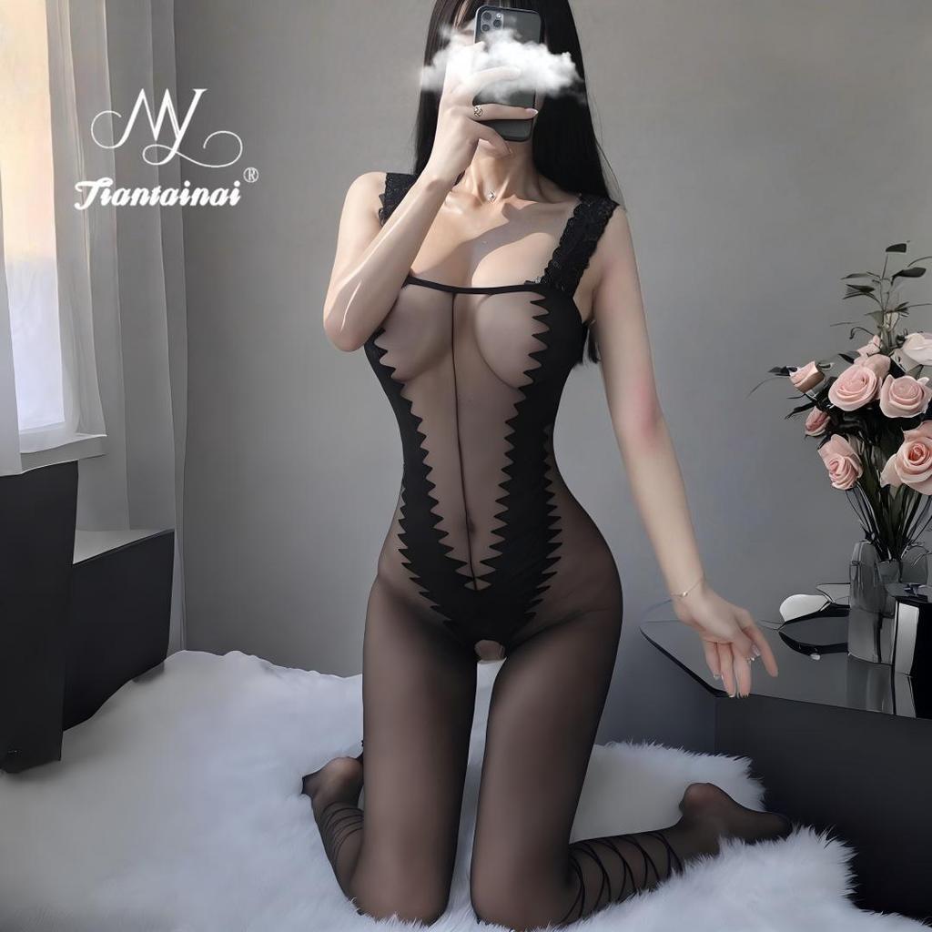 Sheer Temptation: Tearable Lingerie Bodysuit & Stockings Set