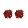 Ankola Red Camellia Stud Earrings Blue Three-dimensional Pleated Flower Earrings Fashionable and High-end New Popular Earrings