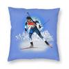 Biathlon Skiing And Rifle Shooting Square Pillowcase Polyester Linen Velvet Creative Decorative Cushion Cover Wholesale x