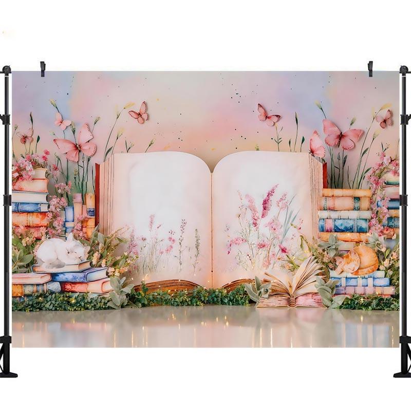 LS Butterfly Garden Backgrounds Cake Smash Kids Adult Photography Props Child Baby Balloon Decors Photo Backdrops