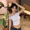 INS Pure Desire Sexy Off-shoulder Cropped Short Sleeve T-shirt for Women's Summer New Slim Fit Short Hot Girl Base Layer Top Trendy Women