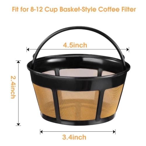 Reusable Coffee Filter, Stainless Steel Mesh Bottom Basket Coffee Filter for 8-12 Cups, Replacement Coffee Filter