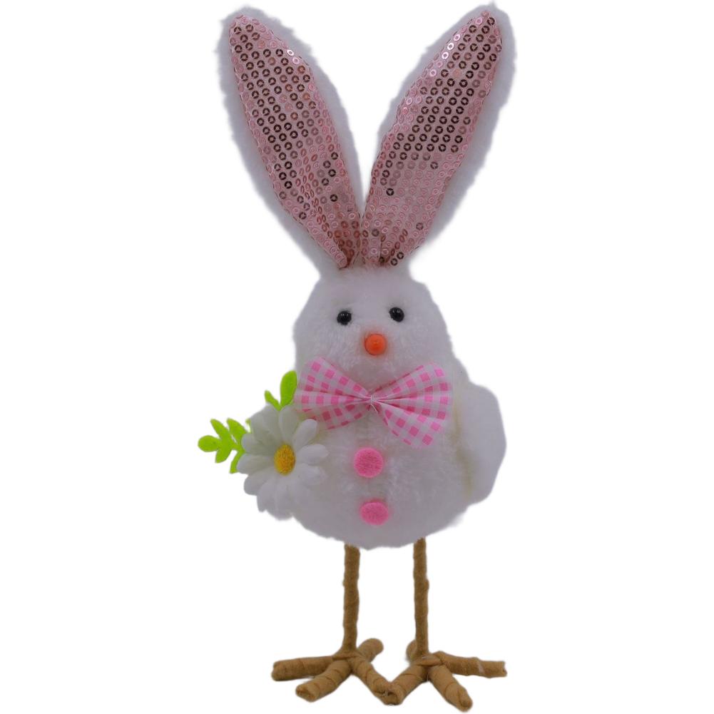 Bird Ornament Easter Table Decor Easter Home Decor Foam Filling Soft Lightweight Design Glitter Accent Plaid Pattern