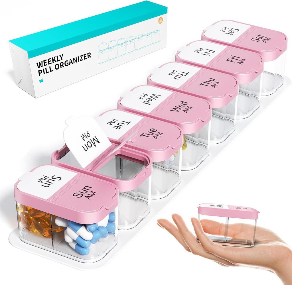 Portable Weekly Pill Organizer - Seven Day Medicine Dispenser Box