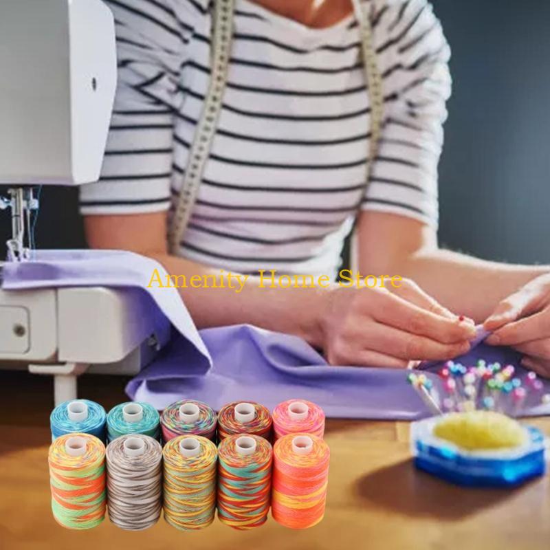F26C 10 Pieces Segment Dye Sewing Thread Fit for Normal Thickness Fabric Thin Fabric
