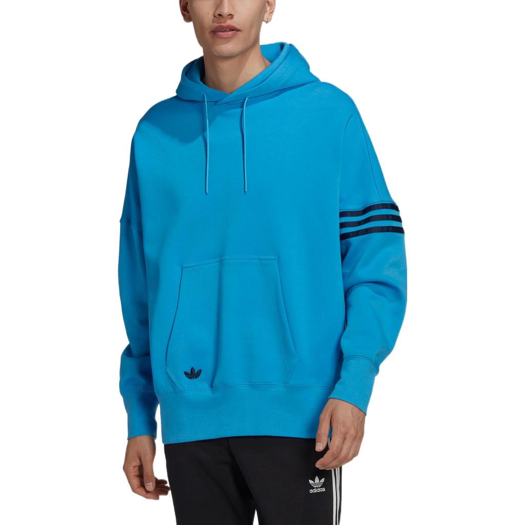 adidas Originals Trefoil Solid Logo Drawstring Hoodie Loose Long Sleeve Casual Top Men Blue HM1872