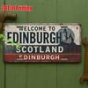 D Plat pc Edinburgh Panneau de Bienvenue Panneau Métallique D Plat Impression Aluminium Vintage Pour Décoration Uniquement Idéal pour Bibliothèque Pu