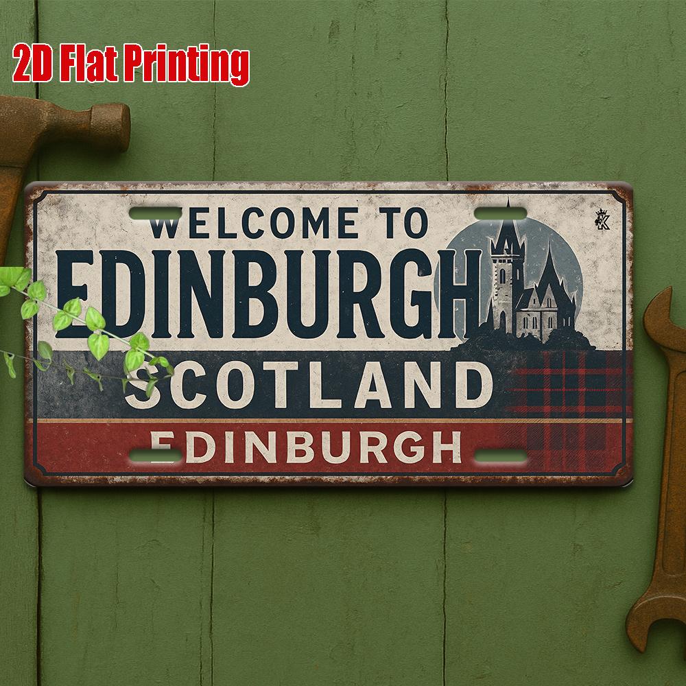 

D Flat pc Edinburgh Welcome Sign Metal Sign D Flat Printing Vintage Aluminum For Decoration Only Ideal for Library Pu 15x30cm(5.9x7.8inch)