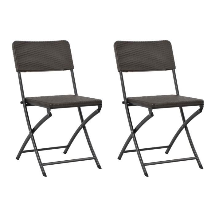 VidaXL Chaises pliables de jardin 2 pcs PEHD et acier