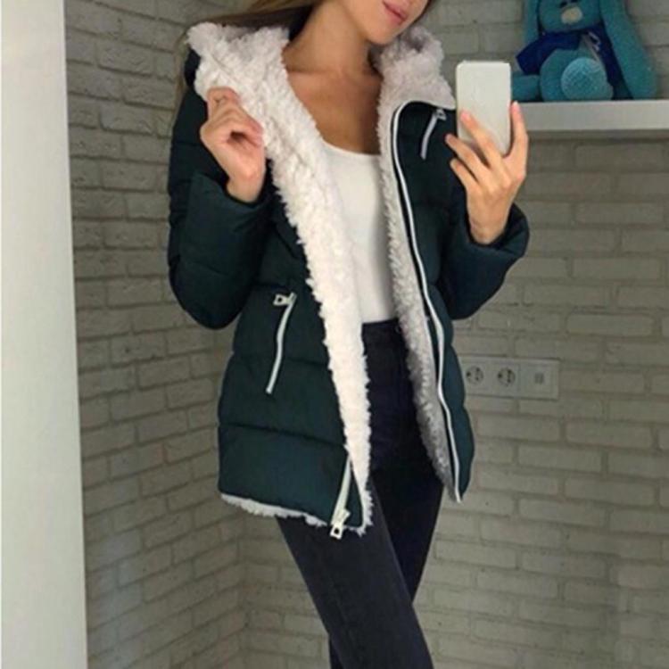 Women Winter Thicken Coats Long Sleeve Warm Jacket Outerwear Zipper Oversize Coat Teddy Hoodies Jacket