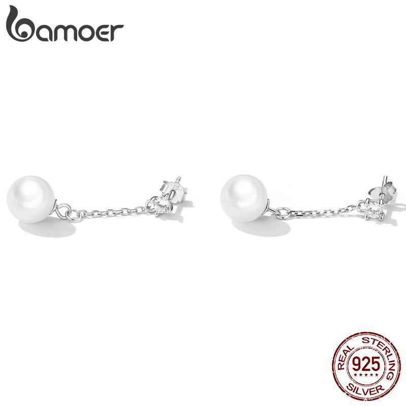 

Женские серьги-капли BAMOER из стерлингового серебра 925 пробы, простые серьги-капли из бисера, роскошные брендовые серьги, ювелирные изделия, праздничная одежда, подарок 925 silver