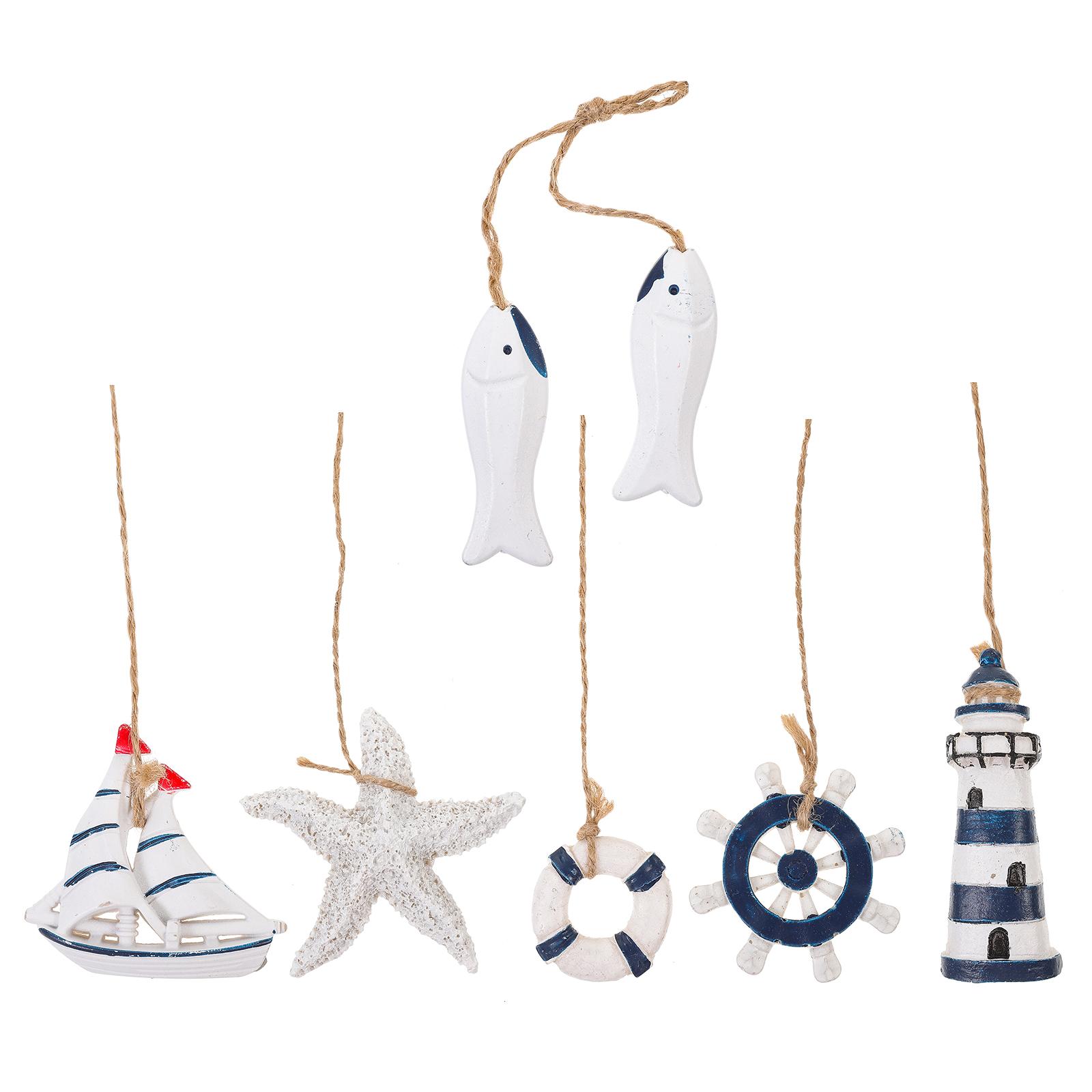 

6 шт. Средиземноморский кулон Морские подвесные украшения Рождественский Сто Деликатный Настольный 8.5X2.8X1.2CM