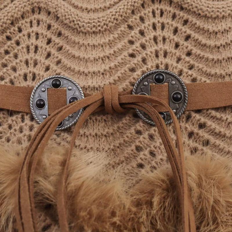 Za Autumn and Winter New Arrivals Women's Clothing Zr European and American Style Fashionable Versatile Hollow Knit Sweater with Belt Knit Skirt